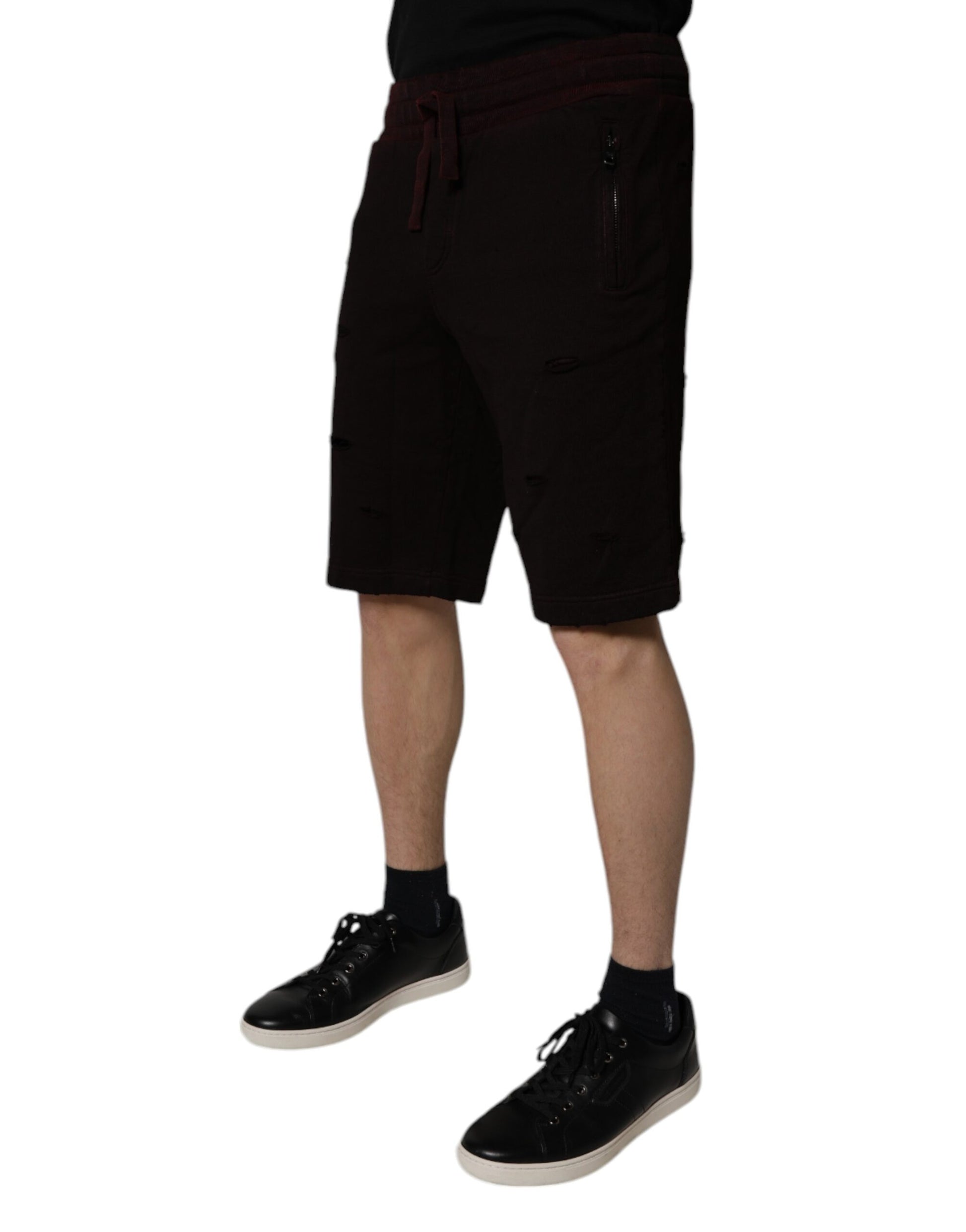 Dolce & Gabbana Maroon Cotton Sweatshorts for Men