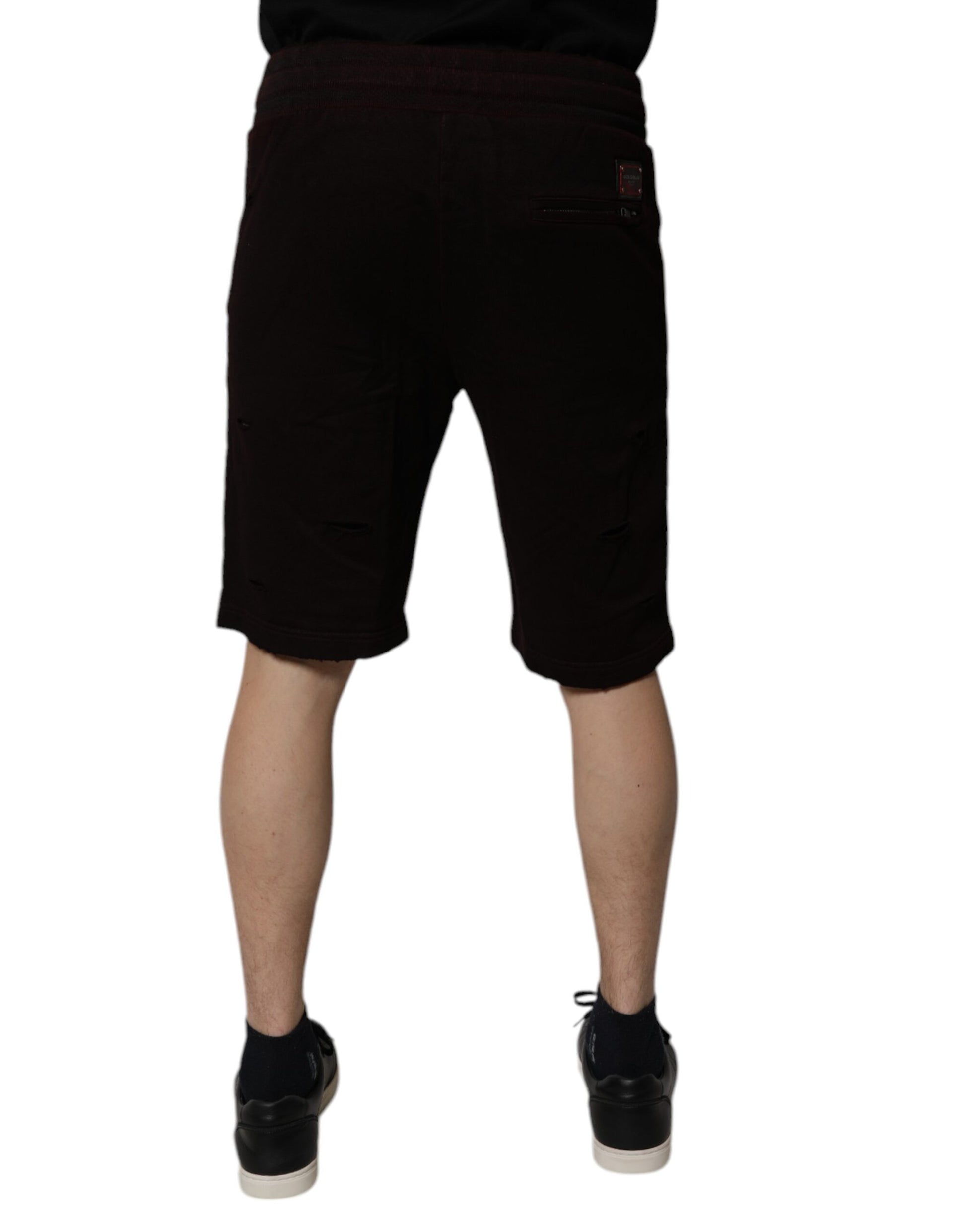 Dolce & Gabbana Maroon Cotton Sweatshorts for Men