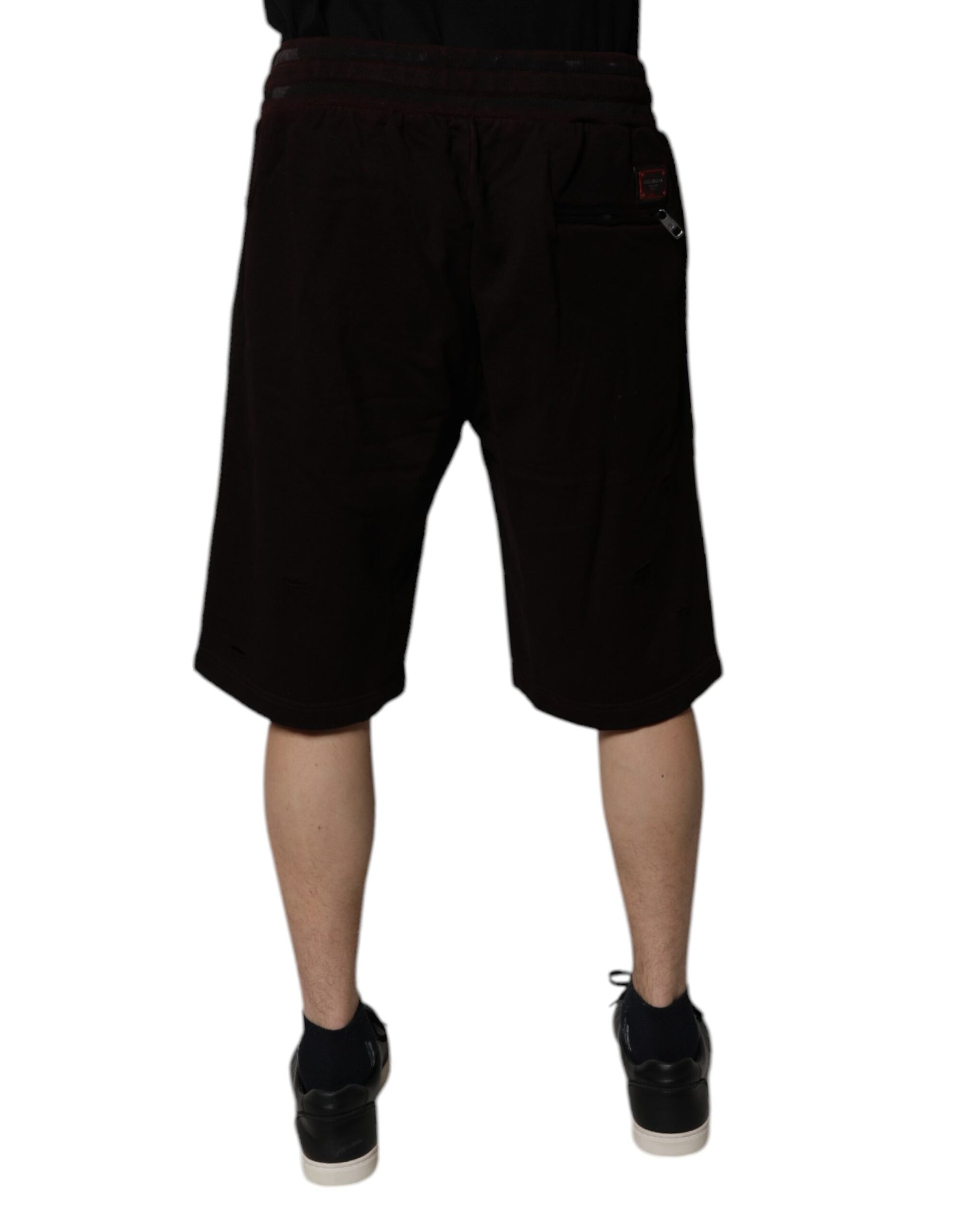Dolce & Gabbana Maroon Cotton Logo Plaque Men's Bermuda Shorts