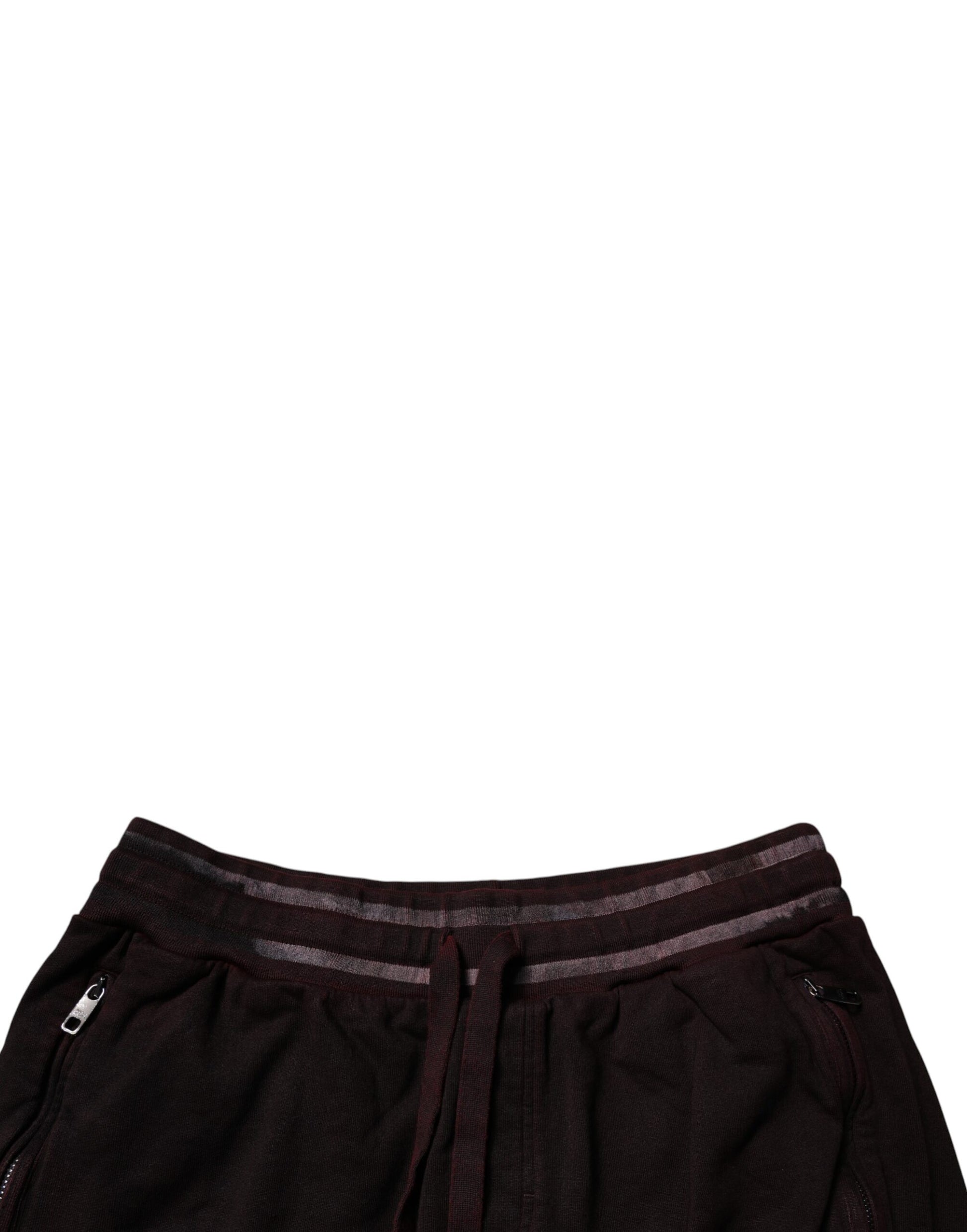 Dolce & Gabbana Maroon Cotton Logo Plaque Men's Bermuda Shorts