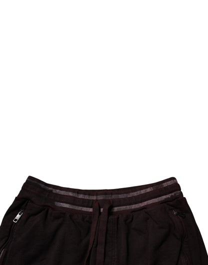 Dolce & Gabbana Maroon Cotton Logo Plaque Men's Bermuda Shorts