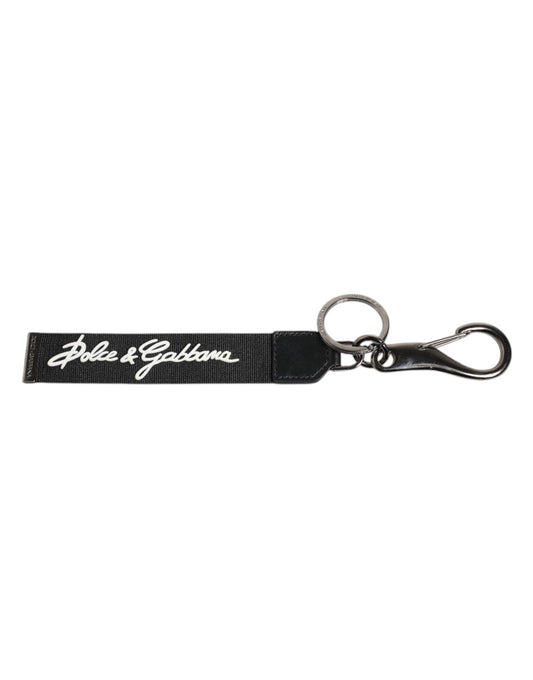 Dolce & Gabbana Black & White DG Logo Silver Men Keychain Keyring