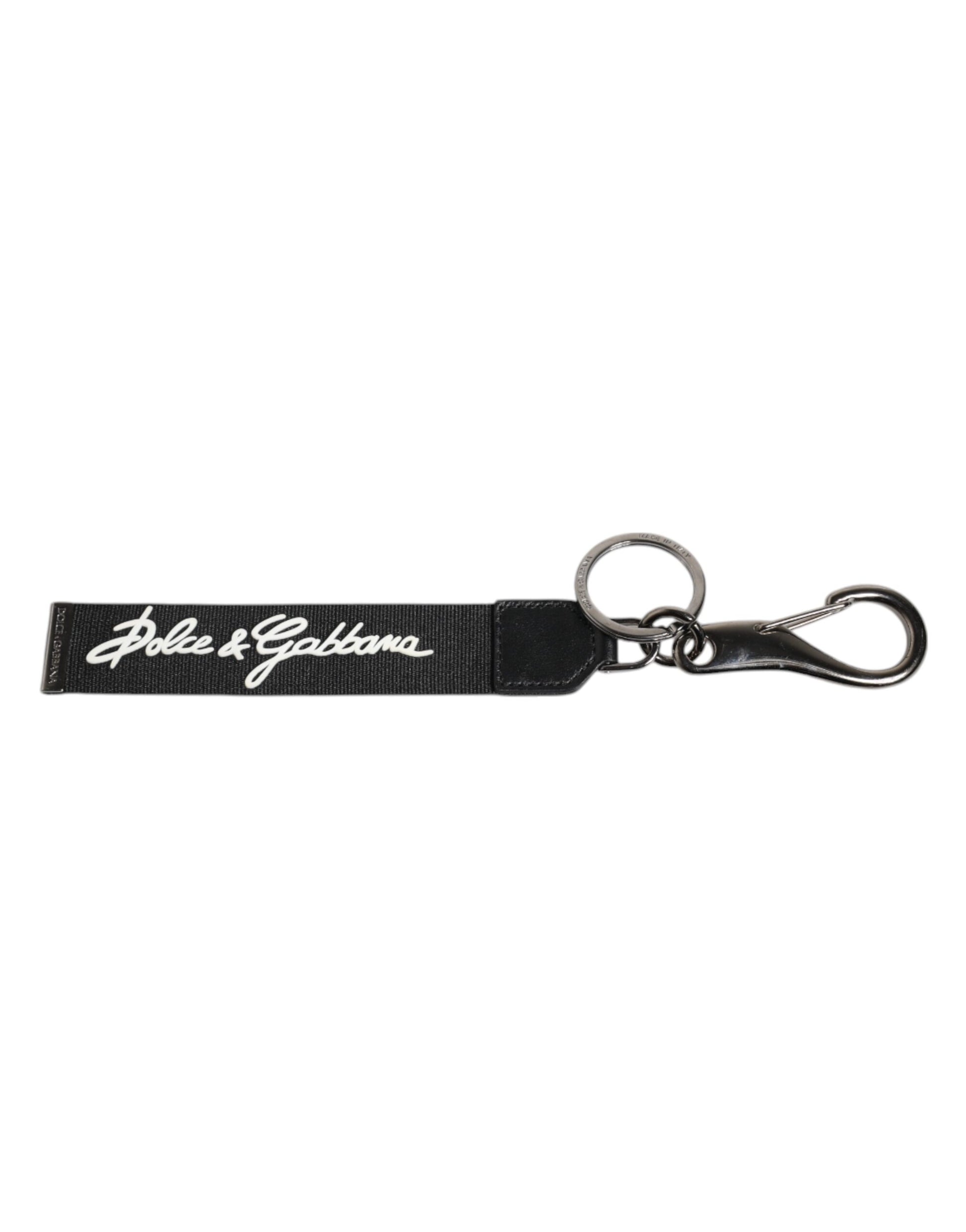 Dolce & Gabbana Black & White DG Logo Silver Men Keychain Keyring
