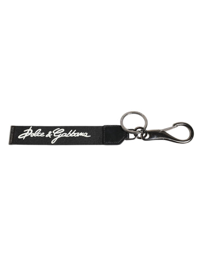 Dolce & Gabbana Black & White DG Logo Silver Men Keychain Keyring