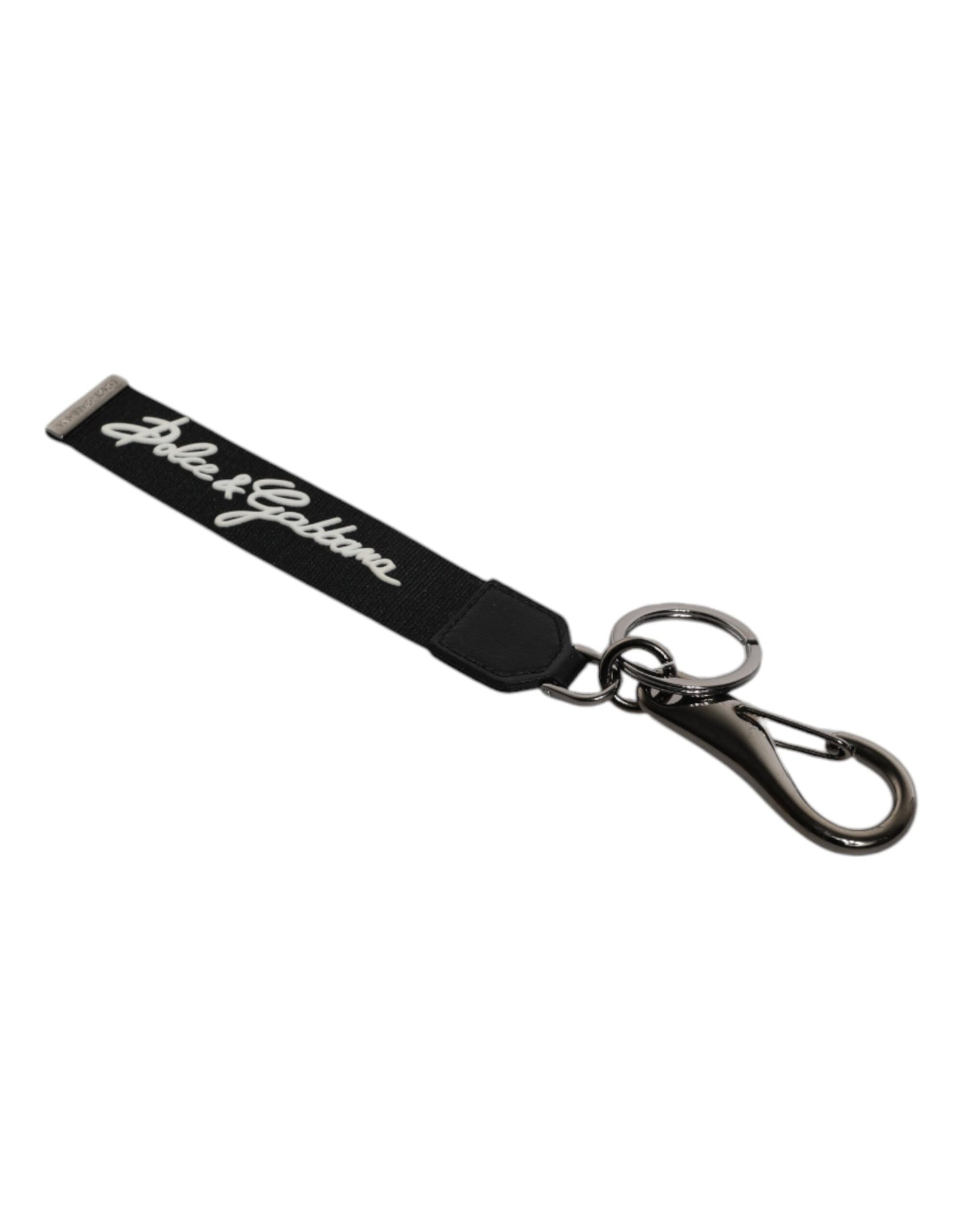 Dolce & Gabbana Black & White DG Logo Silver Men Keychain Keyring