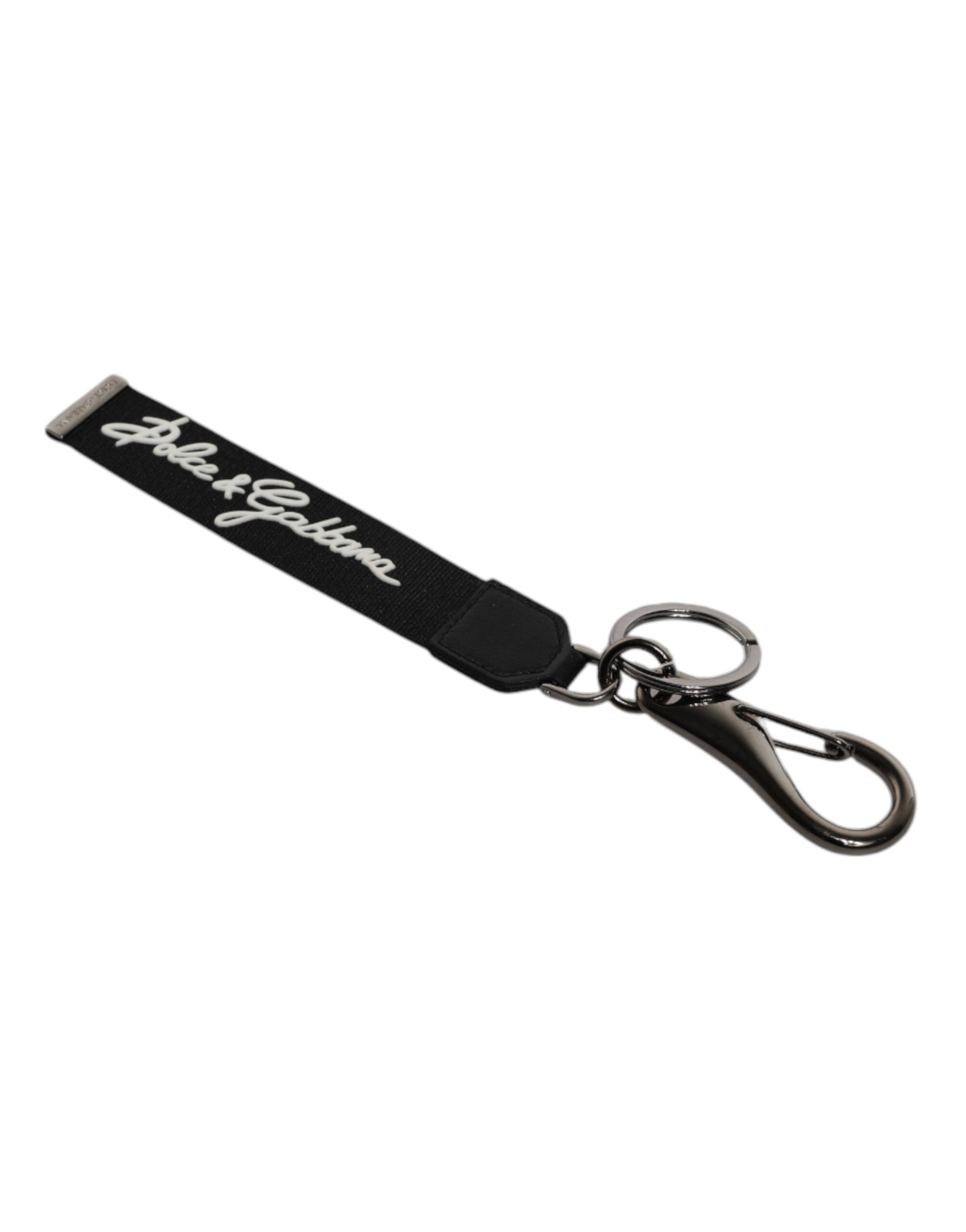 Dolce & Gabbana Black & White DG Logo Silver Men Keychain Keyring