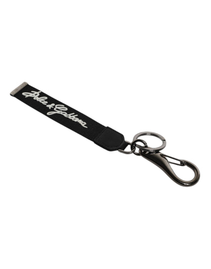 Dolce & Gabbana Black & White DG Logo Silver Men Keychain Keyring