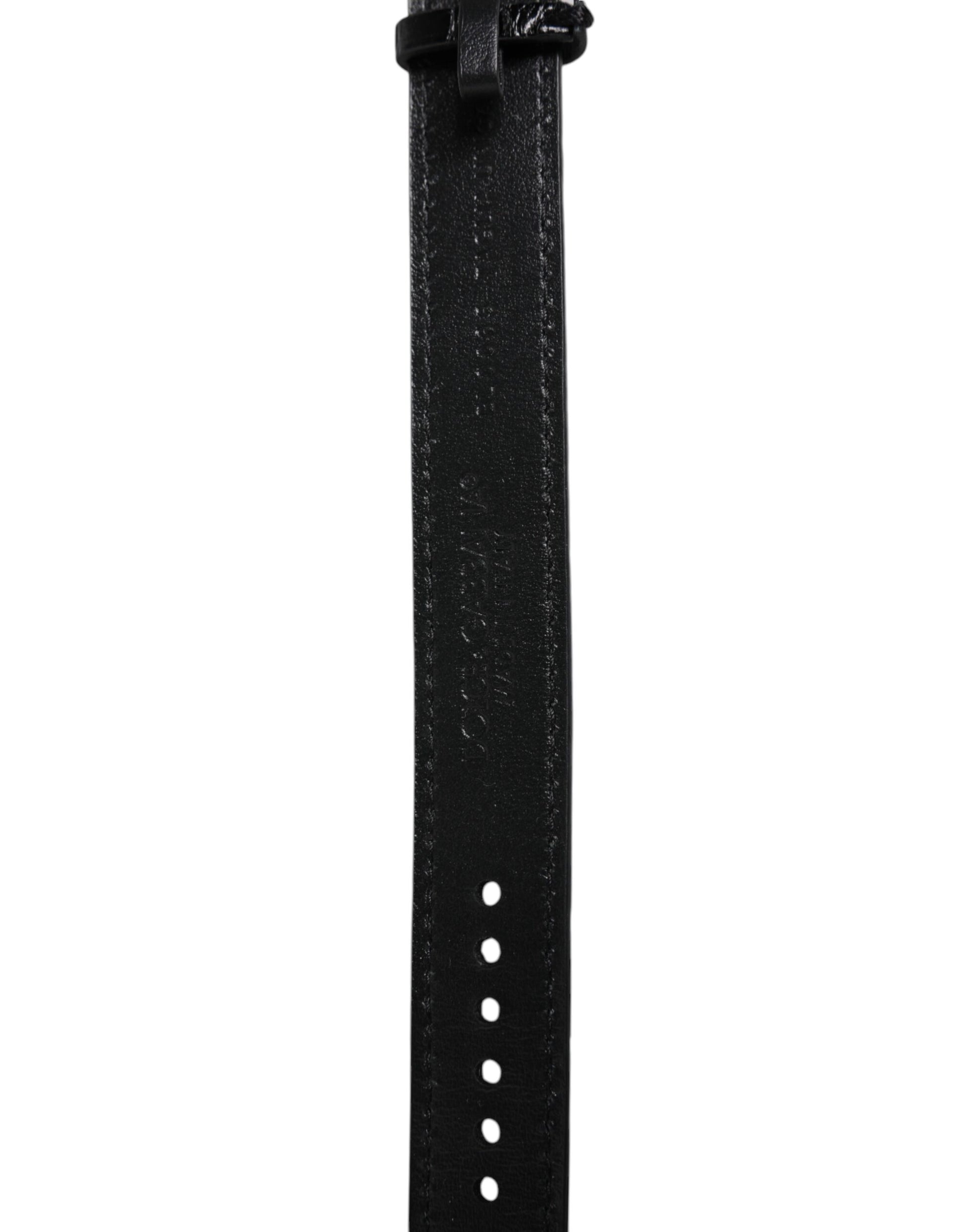 Dolce & Gabbana Black Exotic Leather Gold Tone Metal Buckle Bracelet
