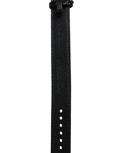 Dolce & Gabbana Black Exotic Leather Gold Tone Metal Buckle Bracelet