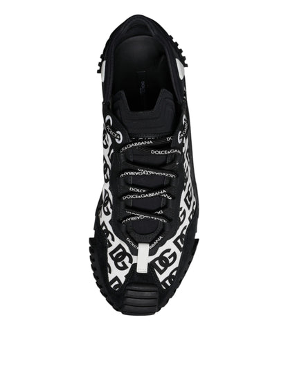 Dolce & Gabbana Black Logo Lace Up Low Top NS1 Sneakers for Men