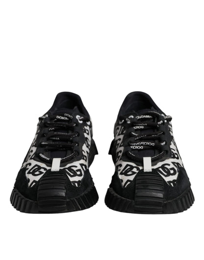 Dolce & Gabbana Black Logo Lace Up Low Top NS1 Sneakers for Men