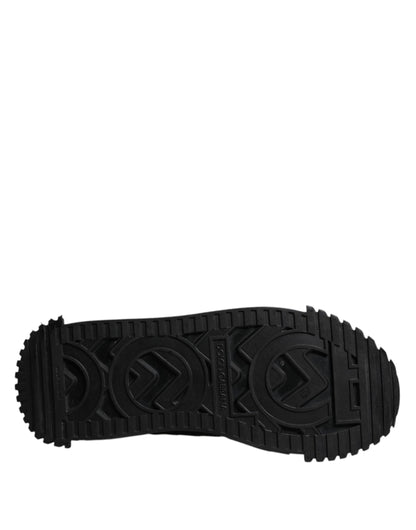 Dolce & Gabbana Black Logo Lace Up Low Top NS1 Sneakers for Men