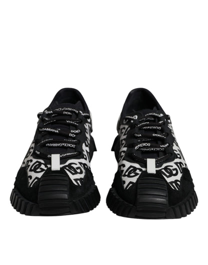 Dolce & Gabbana Black Logo Lace Up Low Top NS1 Sneakers for Men