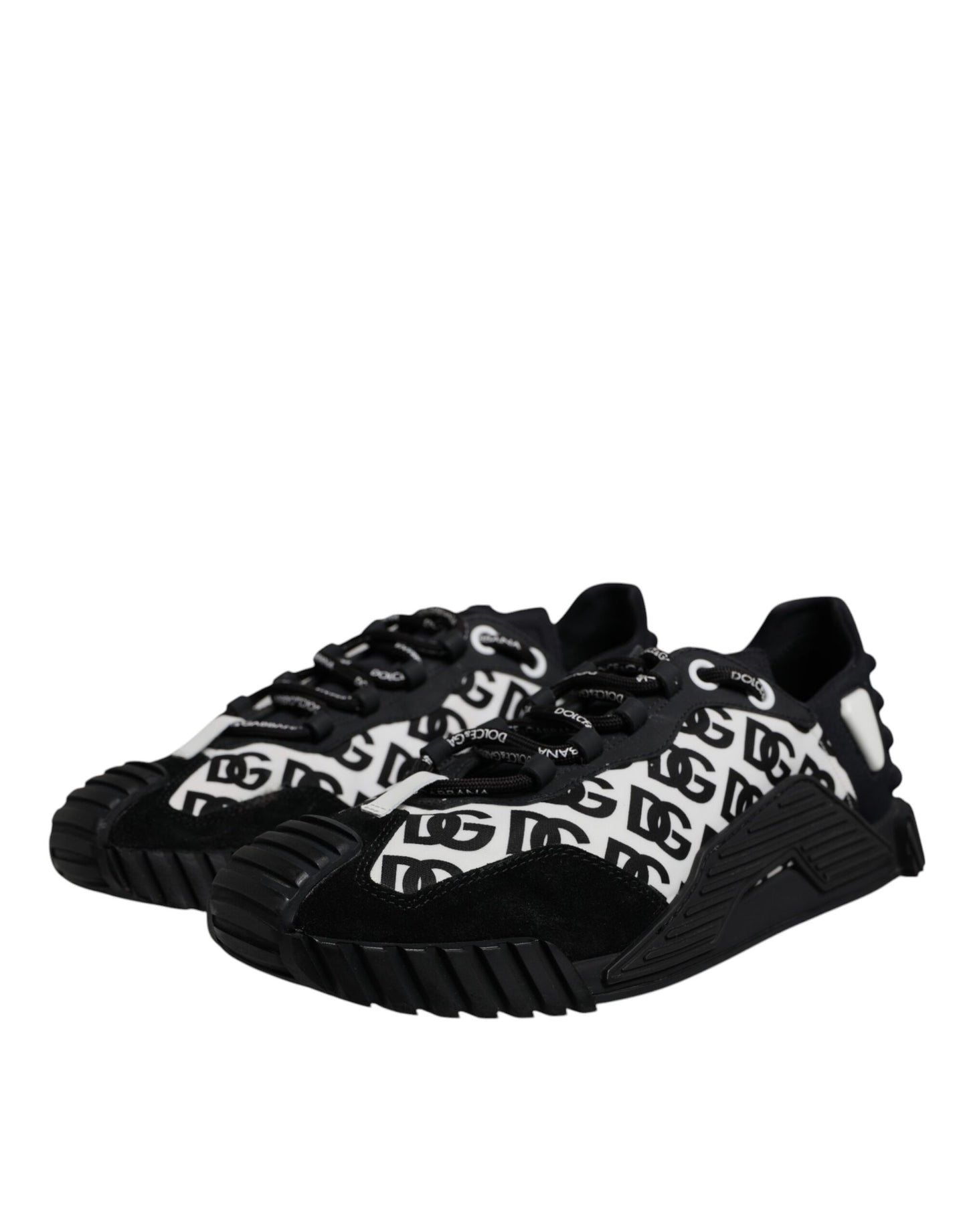 Dolce & Gabbana Black Logo Lace Up Low Top NS1 Sneakers for Men