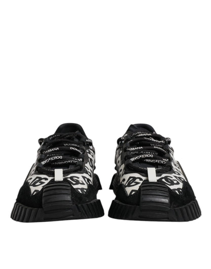 Dolce & Gabbana Black Logo Lace Up Low Top NS1 Sneakers for Men