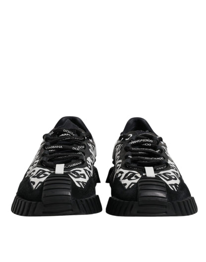 Dolce & Gabbana Black Logo Lace Up Low Top NS1 Sneakers for Men