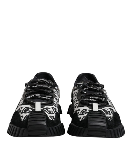 Dolce & Gabbana Black Logo Lace Up Low Top NS1 Sneakers for Men