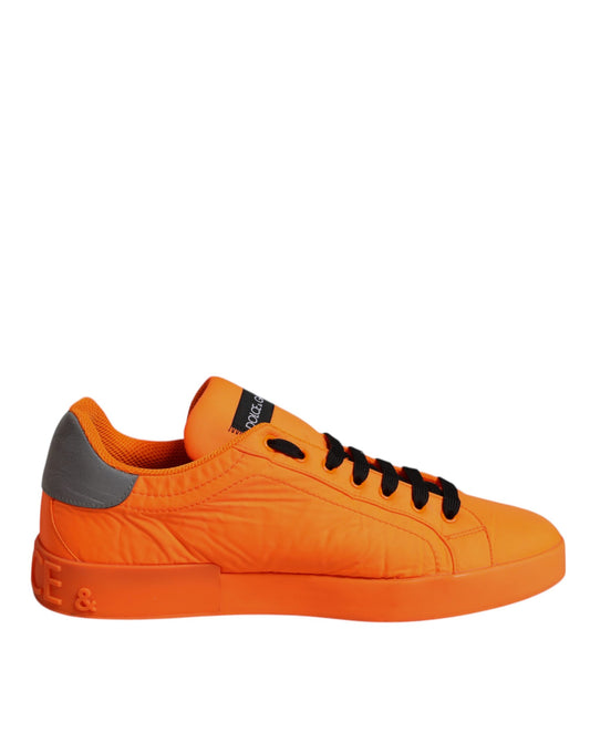 Dolce & Gabbana Orange Portofino Logo Tape Men Sneakers