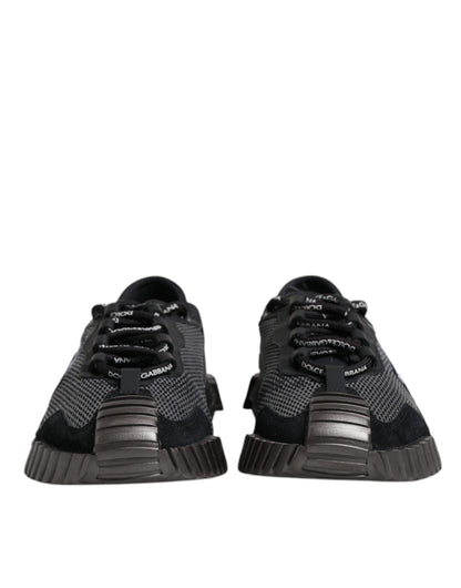 Dolce & Gabbana Black & Silver Logo Low Top Sneakers for Men