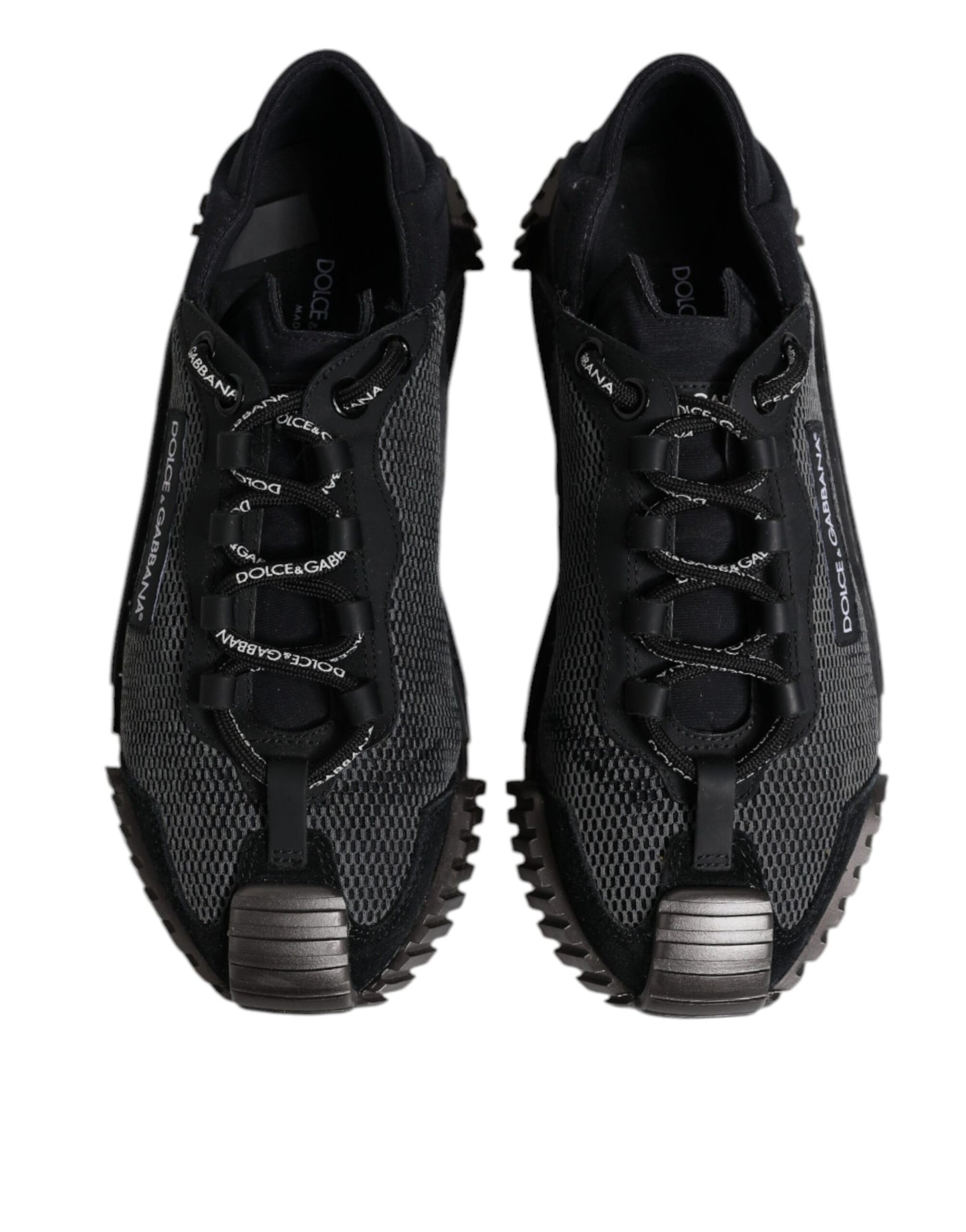 Dolce & Gabbana Black & Silver Logo Low Top Sneakers for Men