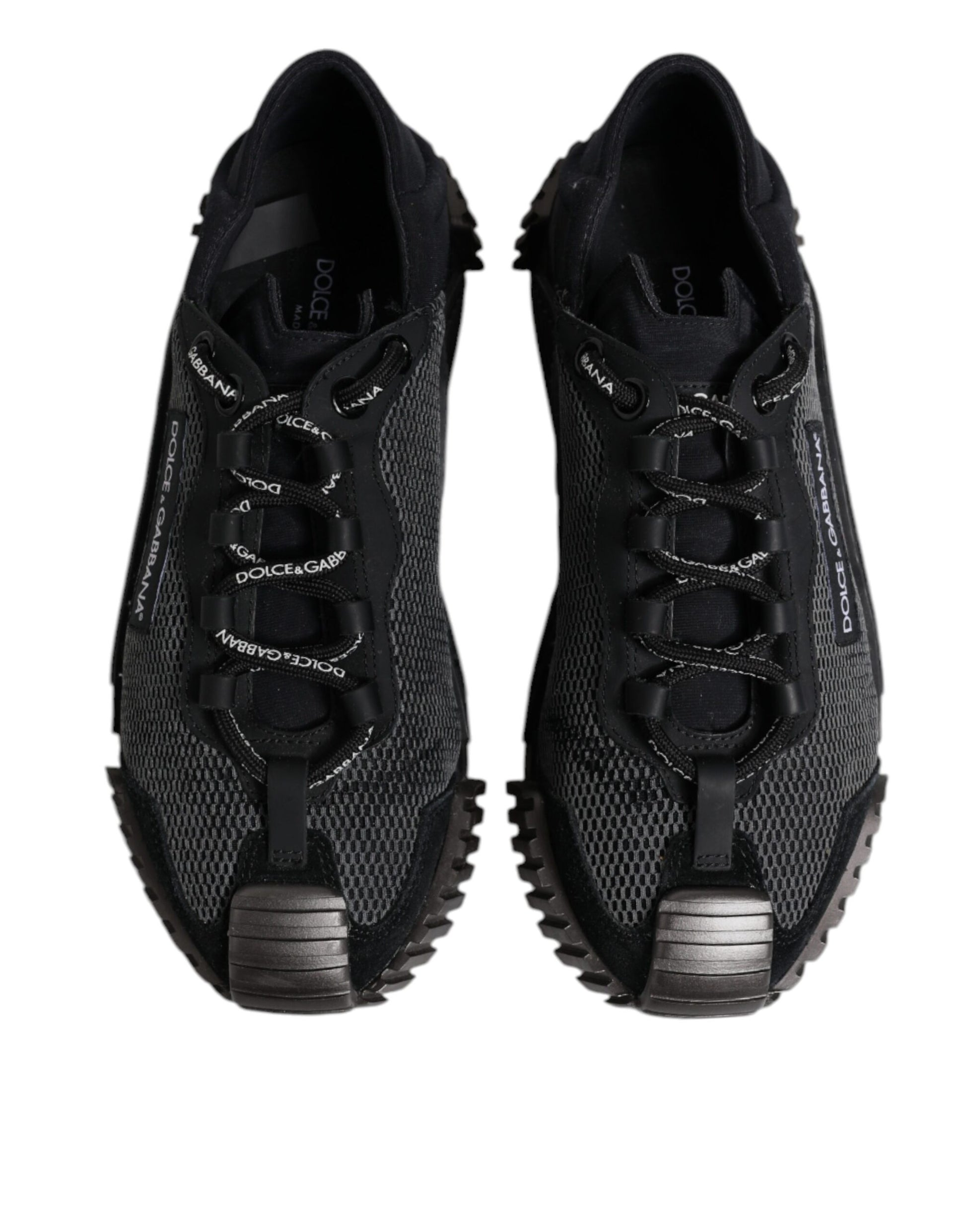 Dolce & Gabbana Black & Silver Logo Low Top Sneakers for Men