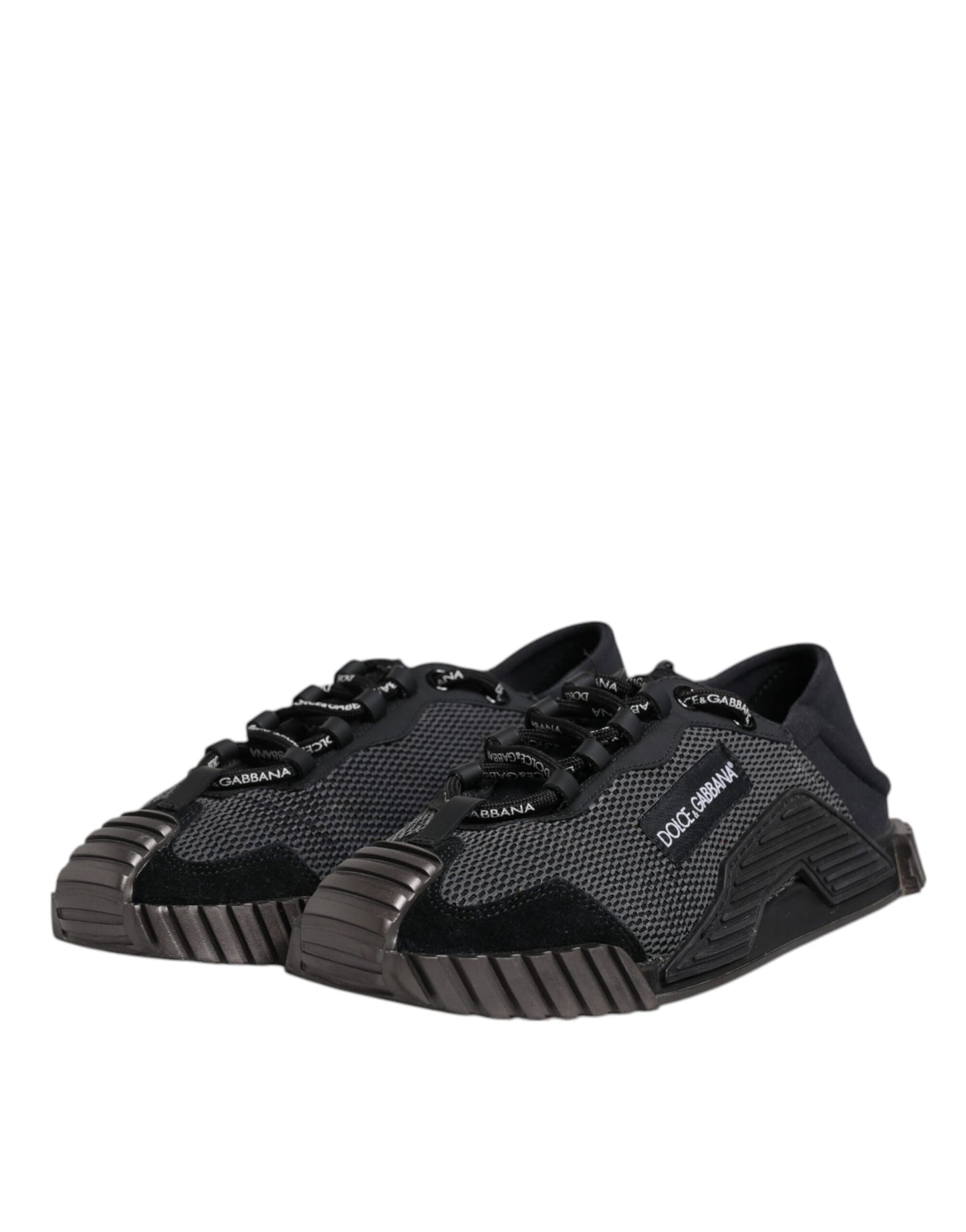 Dolce & Gabbana Black & Silver Logo Low Top Sneakers for Men