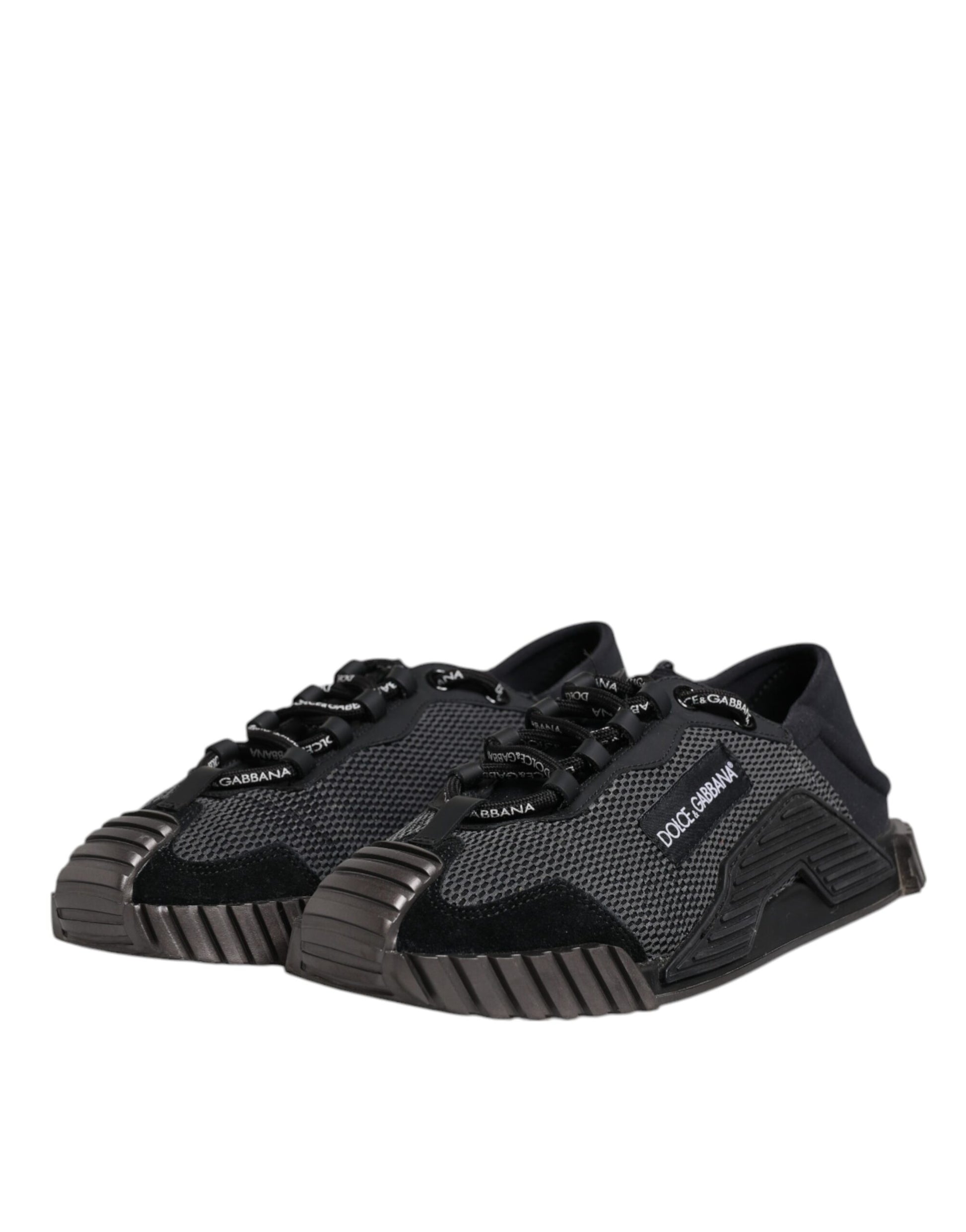 Dolce & Gabbana Black & Silver Logo Low Top Sneakers for Men