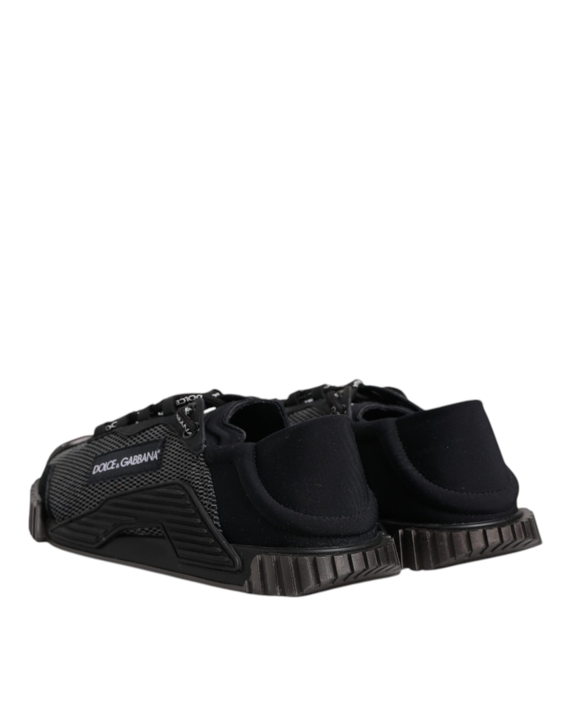 Dolce & Gabbana Black & Silver Logo Low Top Sneakers for Men