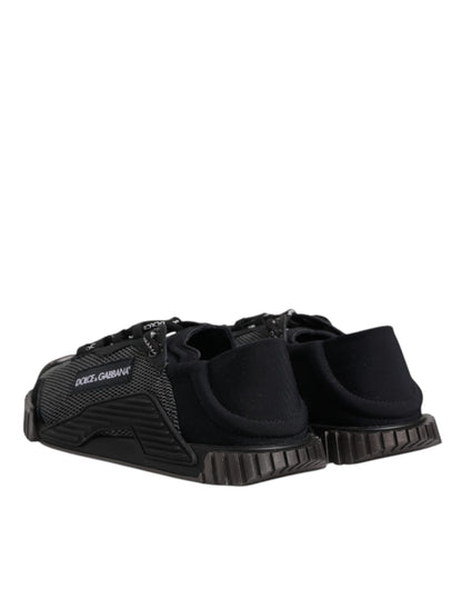 Dolce & Gabbana Black & Silver Logo Low Top Sneakers for Men
