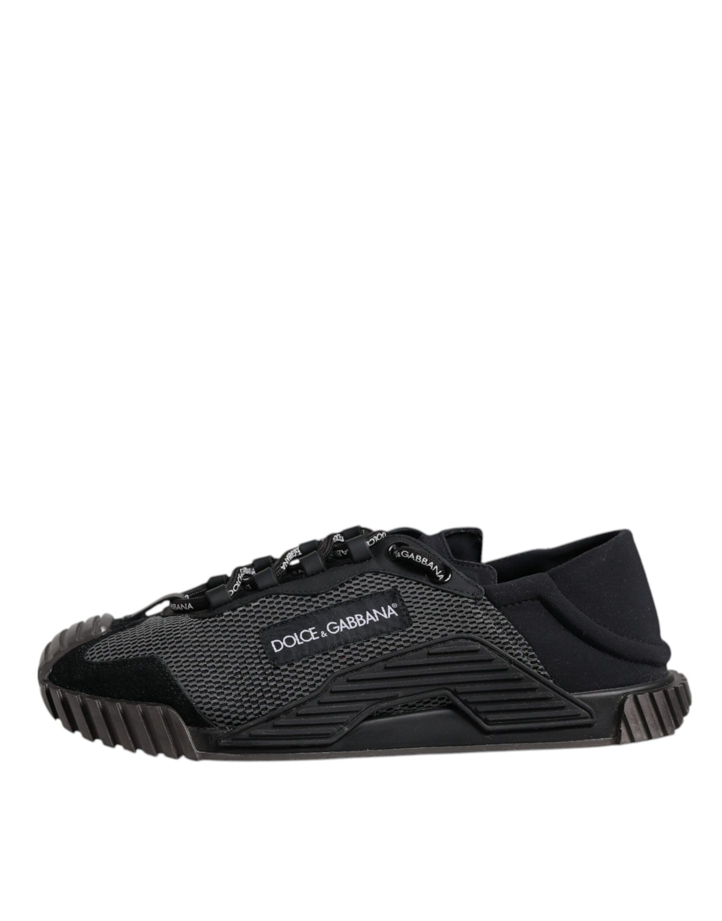 Dolce & Gabbana Black & Silver Logo Low Top Sneakers for Men
