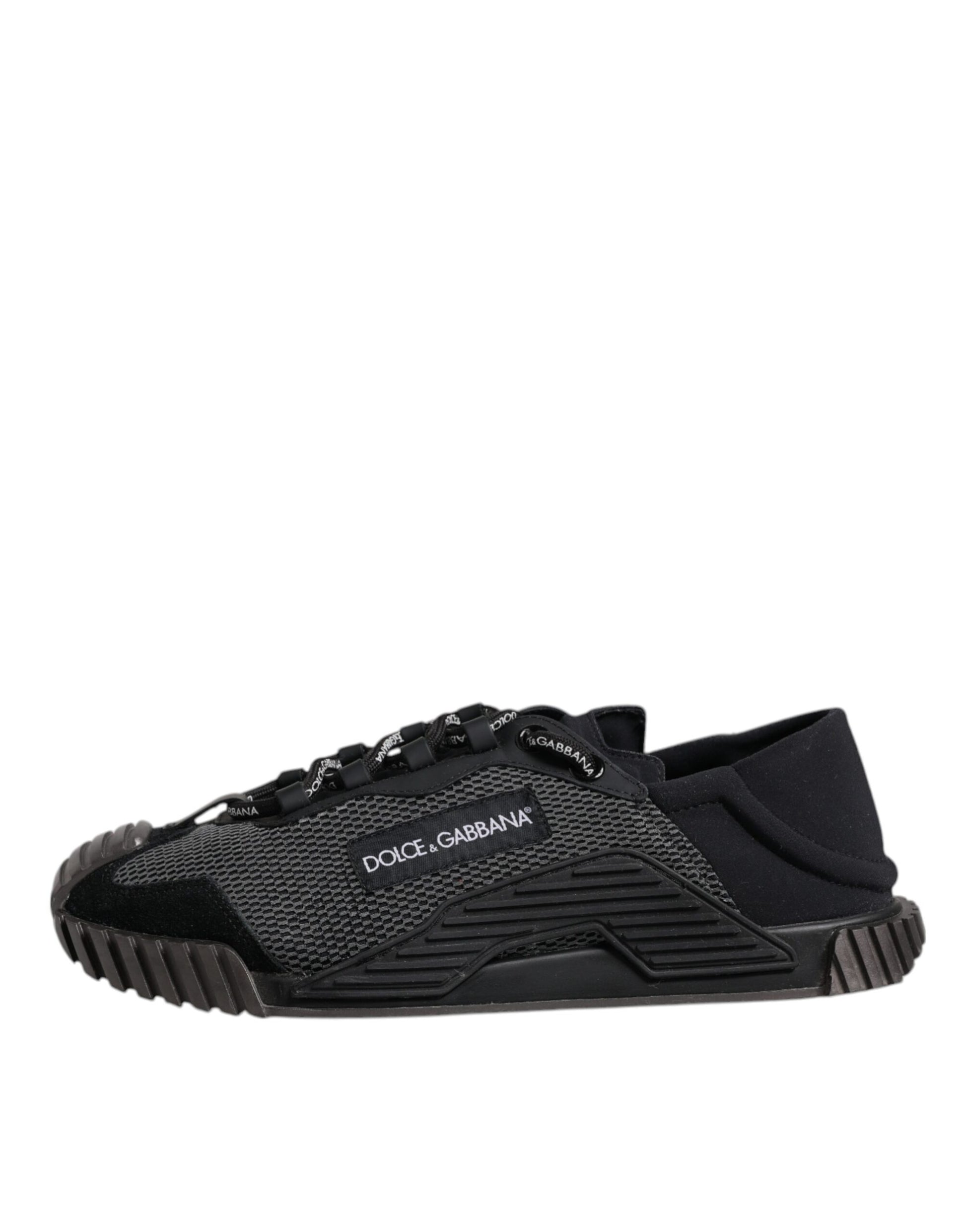 Dolce & Gabbana Black & Silver Logo Low Top Sneakers for Men