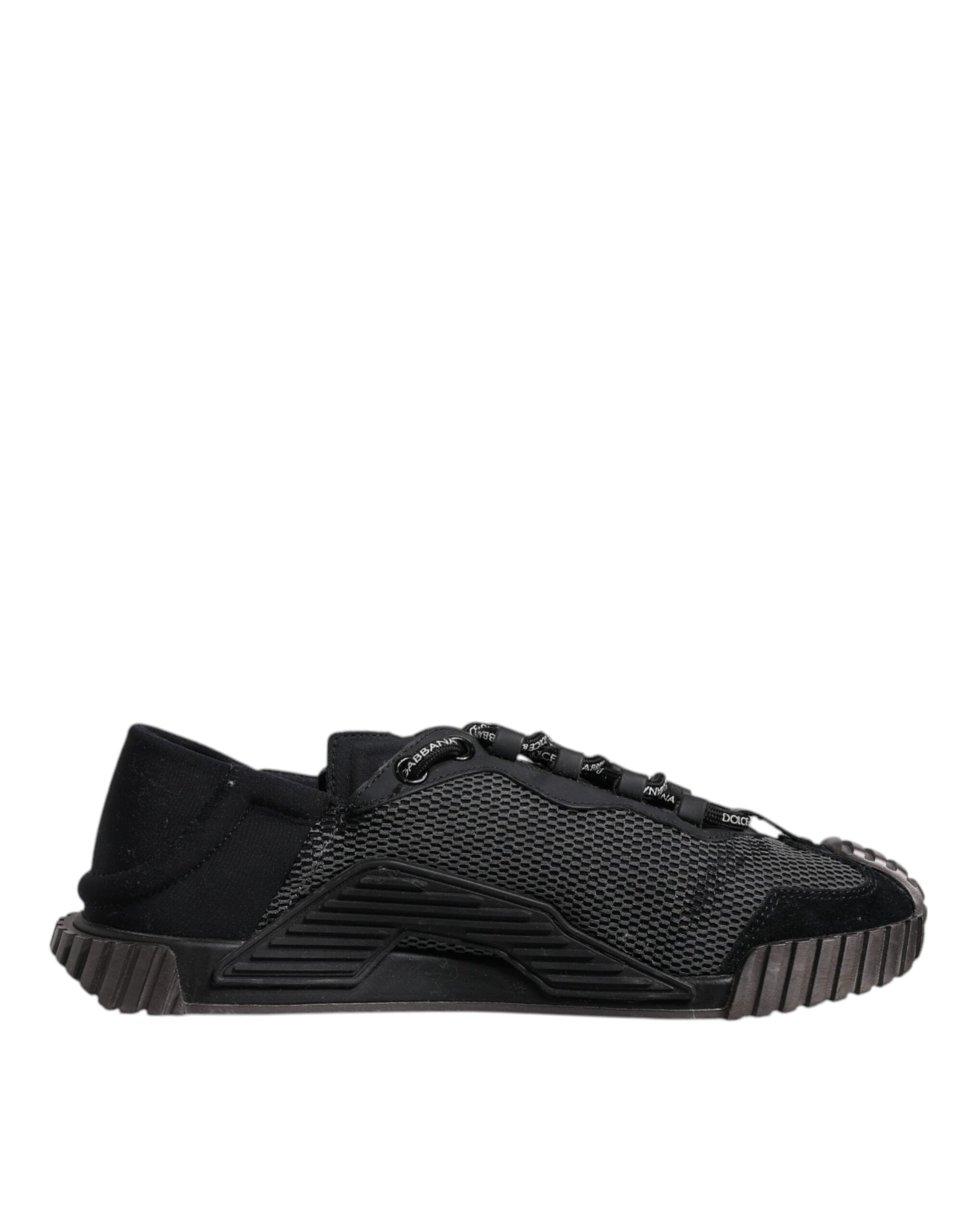Dolce & Gabbana Black & Silver Logo Low Top Sneakers for Men