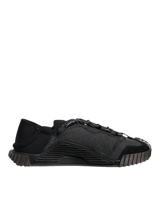Dolce & Gabbana Black & Silver Logo Low Top Sneakers for Men