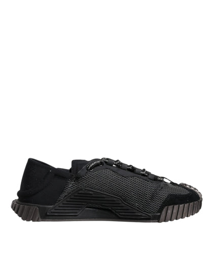 Dolce & Gabbana Black & Silver Logo Low Top Sneakers for Men