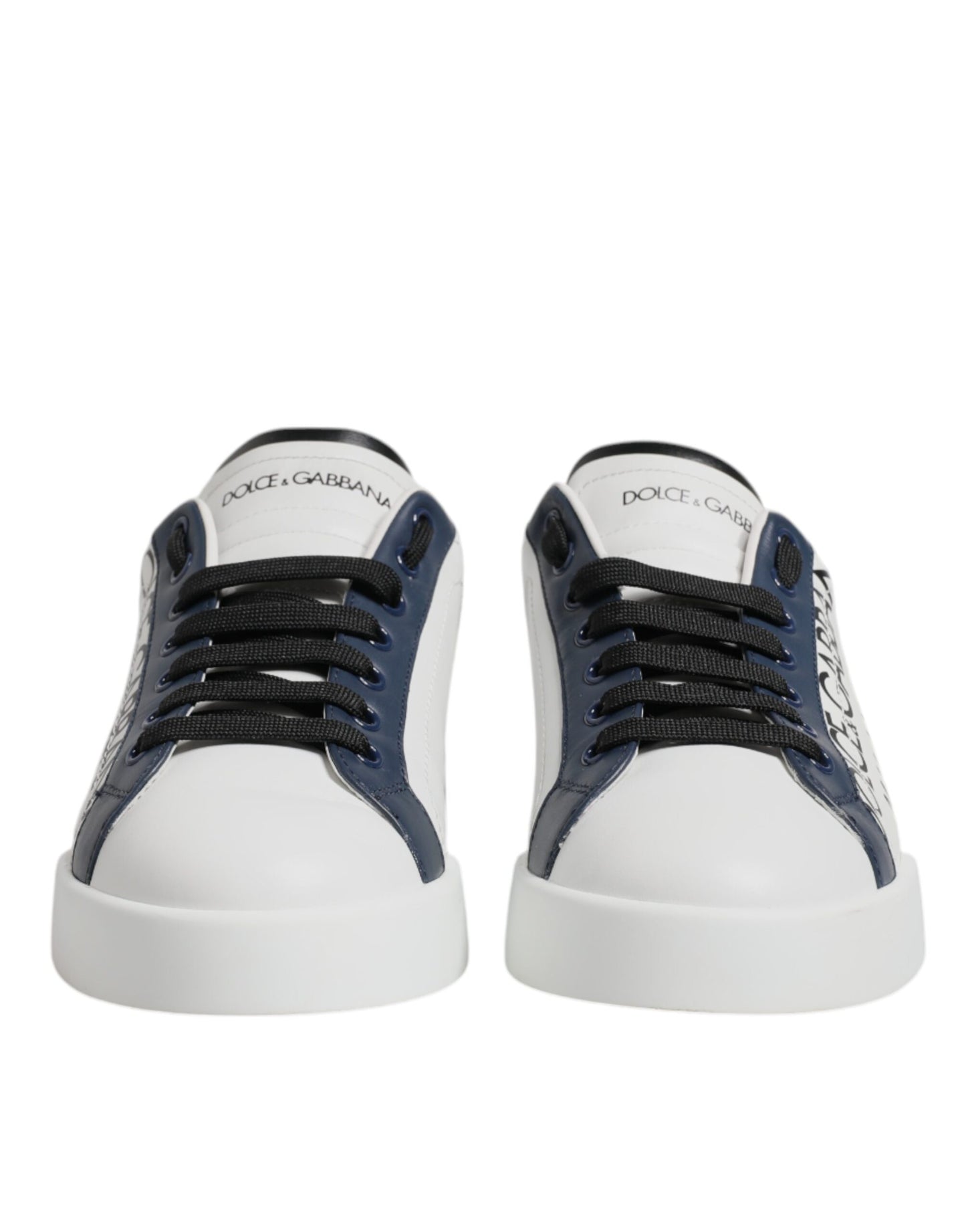 Dolce & Gabbana White & Blue Crown Low Top Sneakers for Men