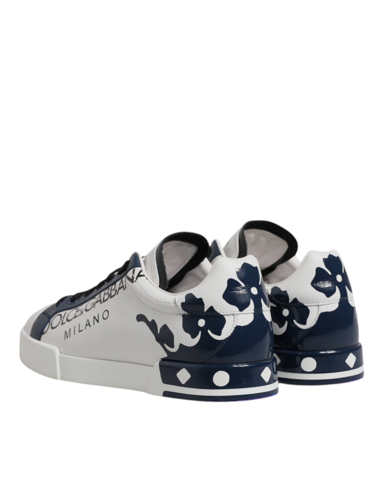 Dolce & Gabbana White & Blue Crown Low Top Sneakers for Men
