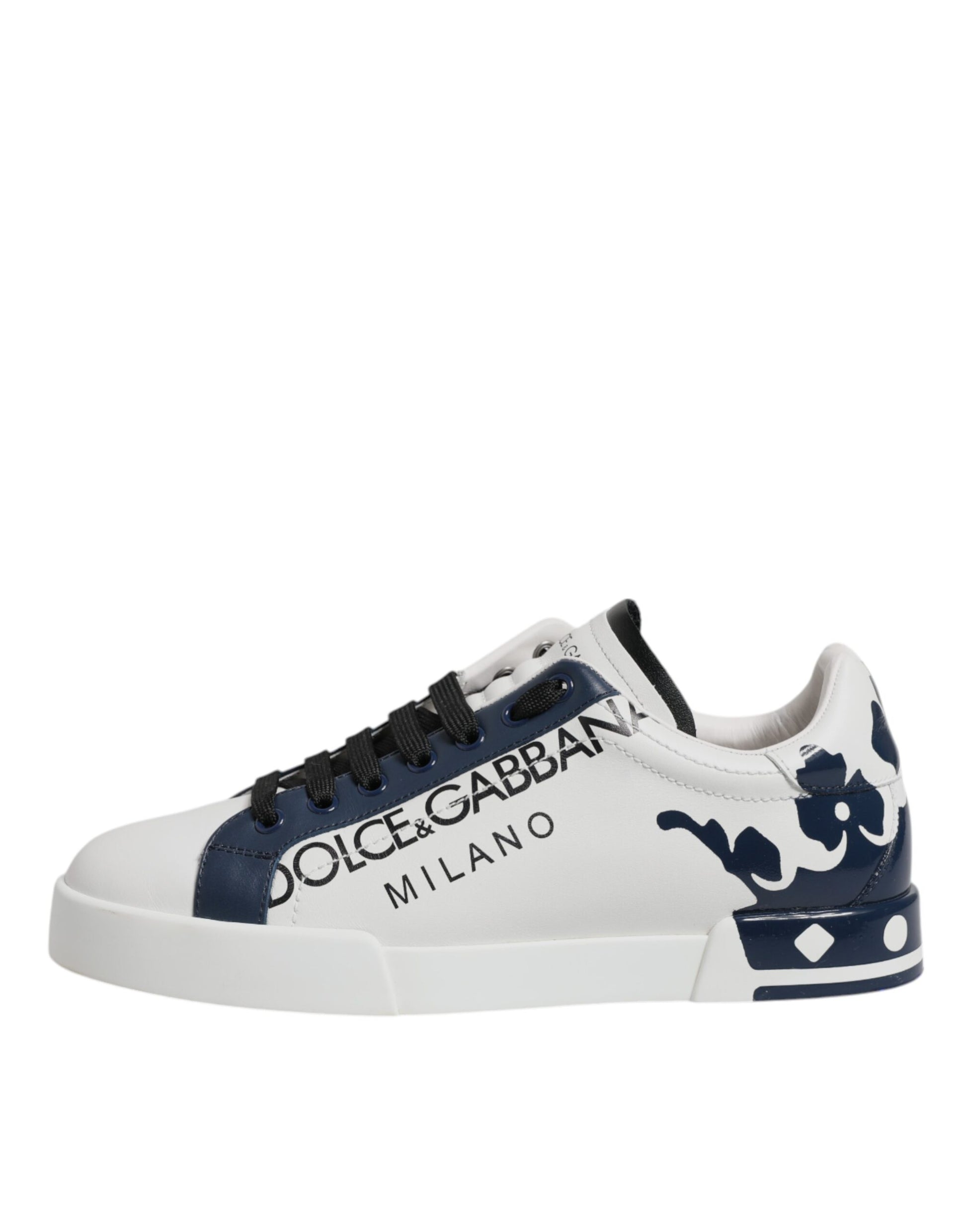 Dolce & Gabbana White & Blue Crown Low Top Sneakers for Men