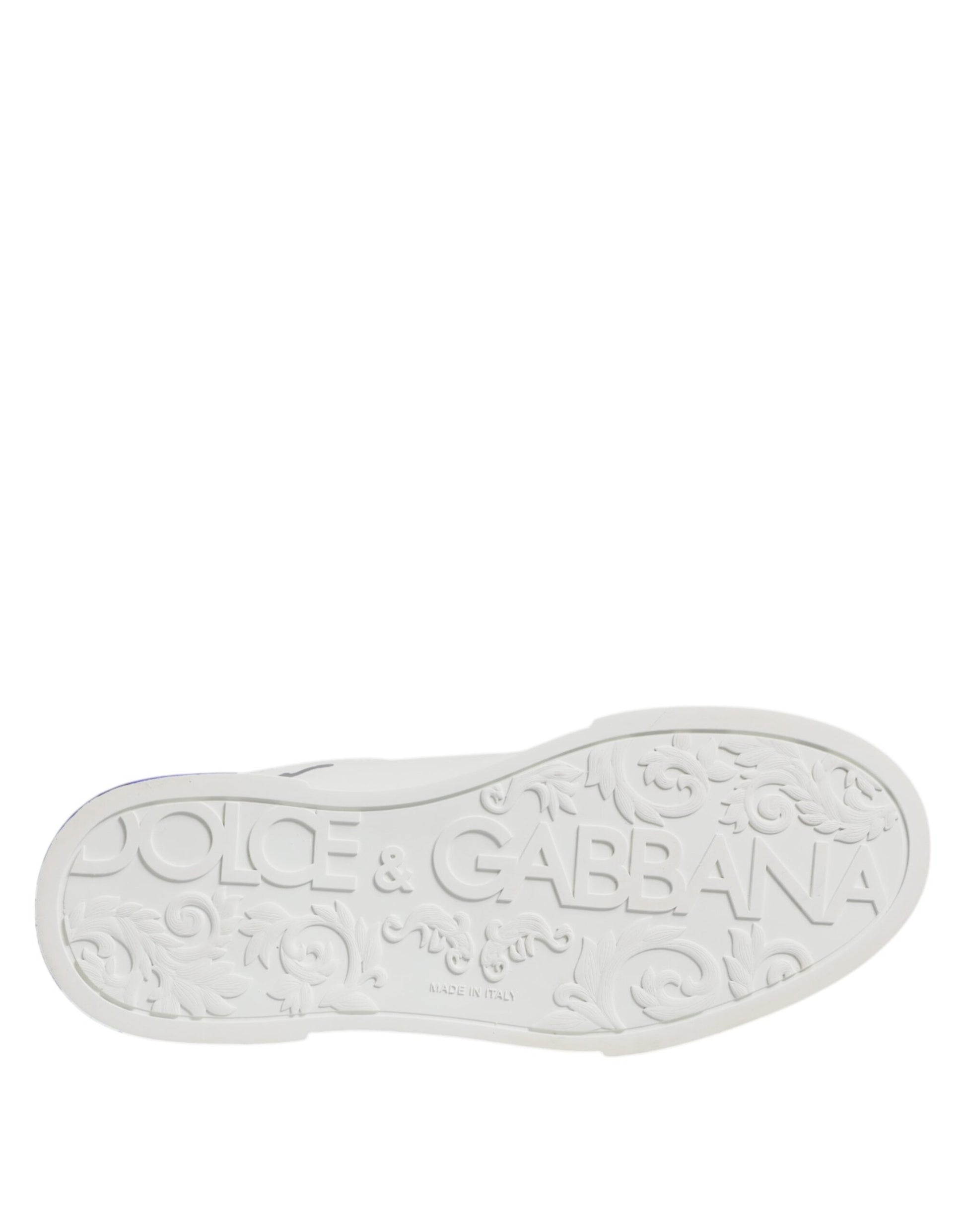 Dolce & Gabbana White & Blue Crown Low Top Sneakers for Men