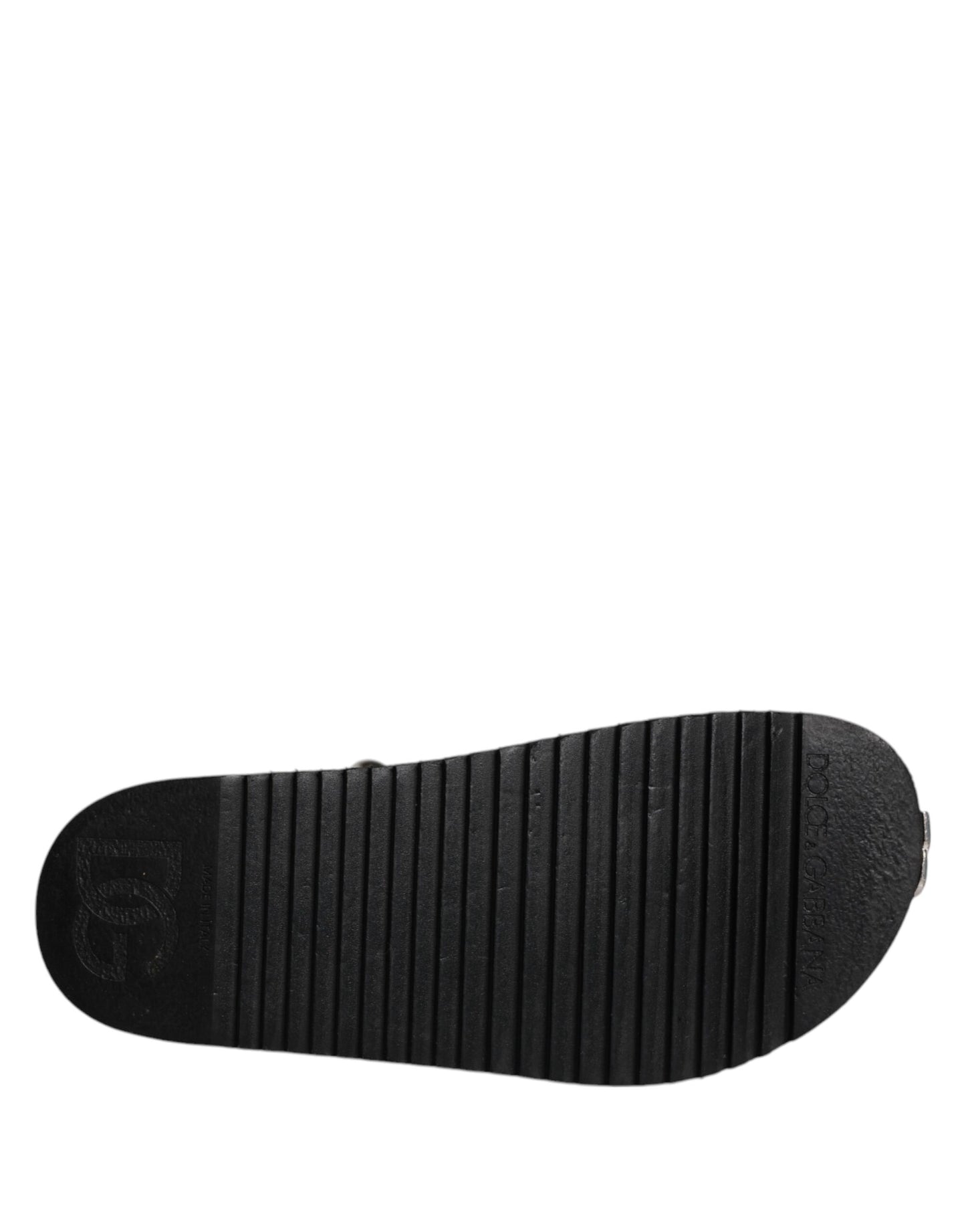 Dolce & Gabbana Black Crystal Embellished Strap Sandal Shoes