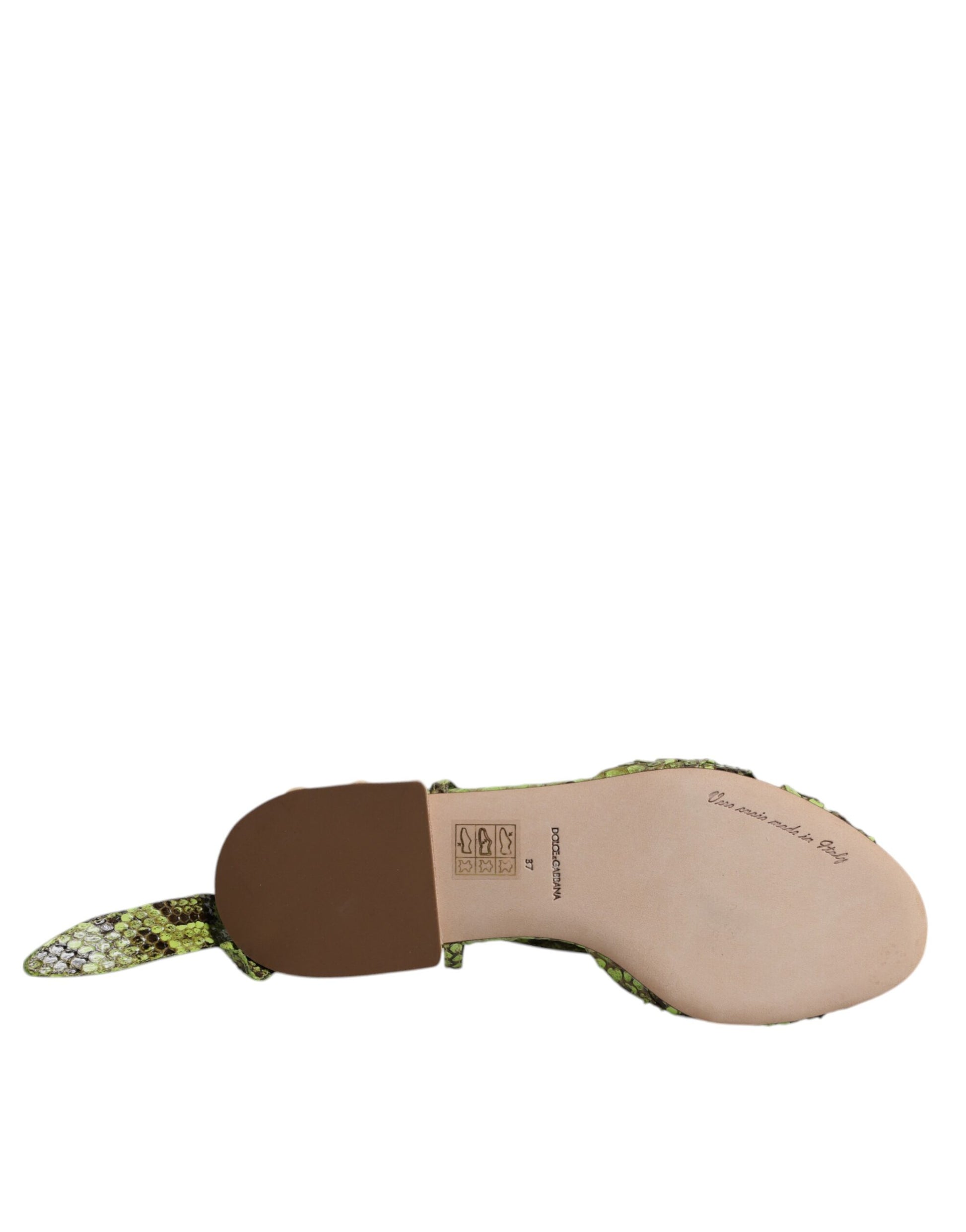 Dolce & Gabbana Green Animal Print Ankle Wrap Sandals