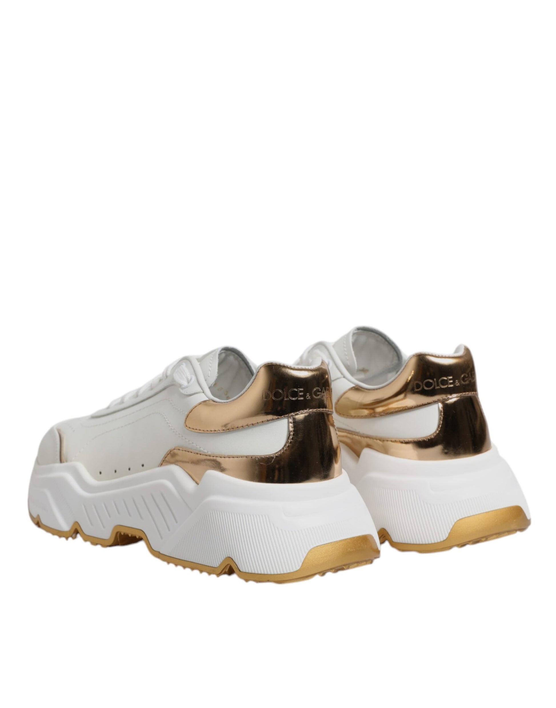 Dolce & Gabbana White & Gold Daymaster Low Top Sneakers for Women