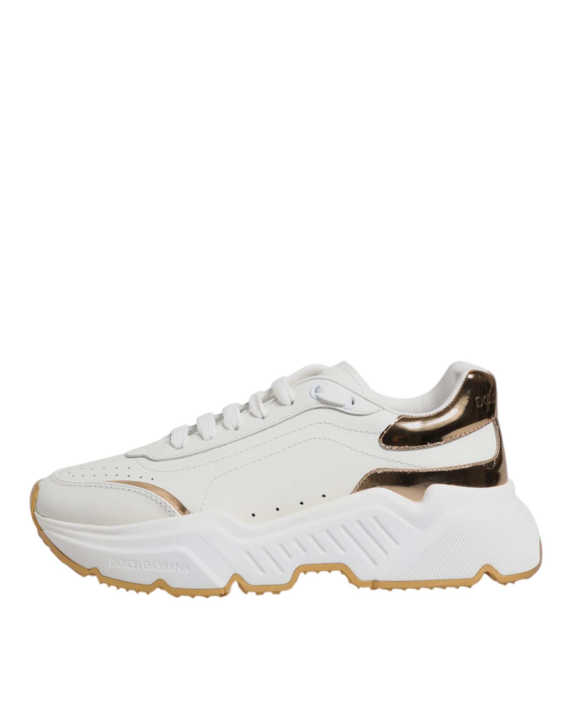 Dolce & Gabbana White & Gold Daymaster Low Top Sneakers for Women
