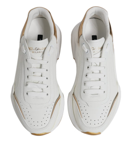 Dolce & Gabbana White & Gold Daymaster Low Top Sneakers for Women