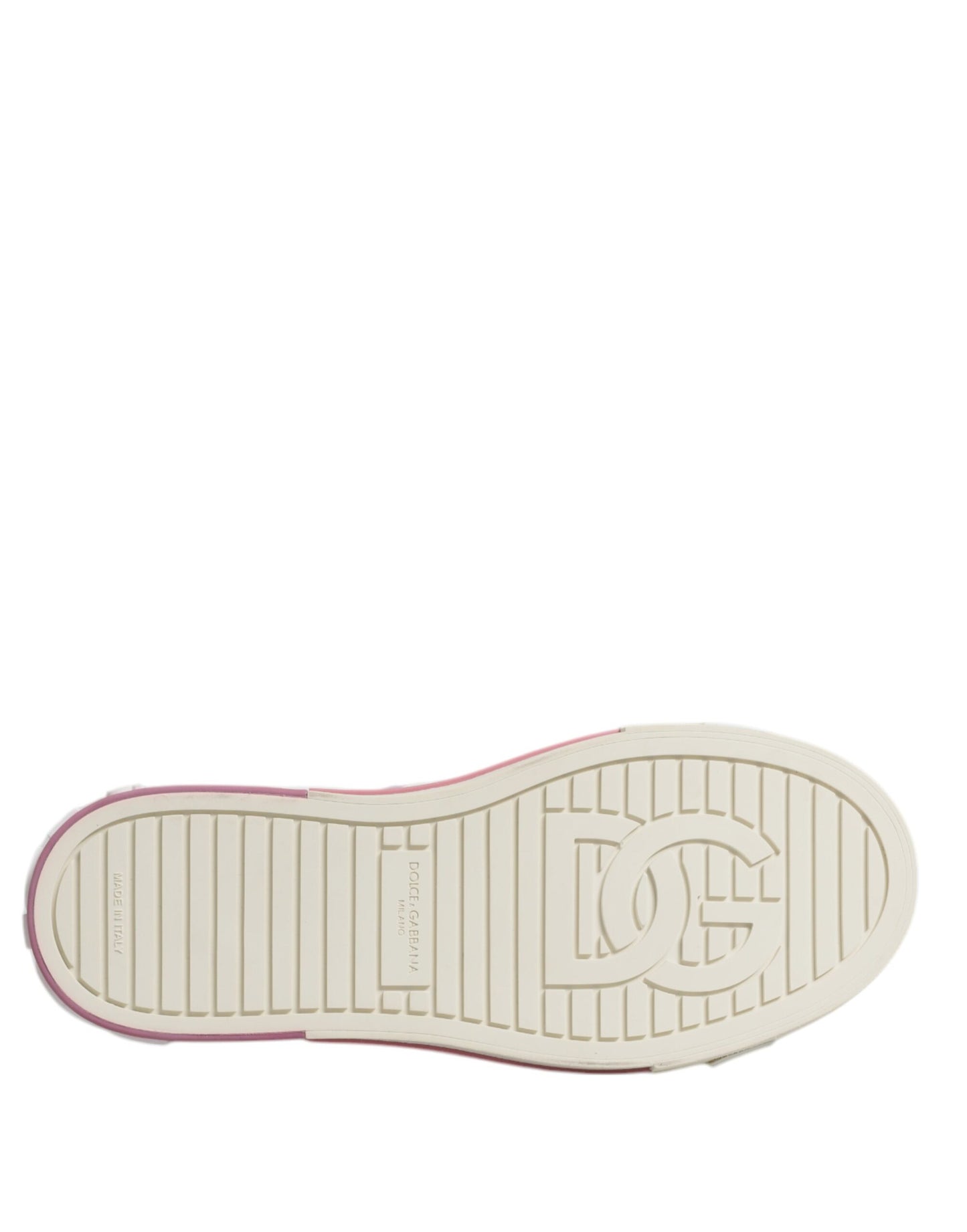 Dolce & Gabbana White & Pink Leather Low Top Sneakers for Women