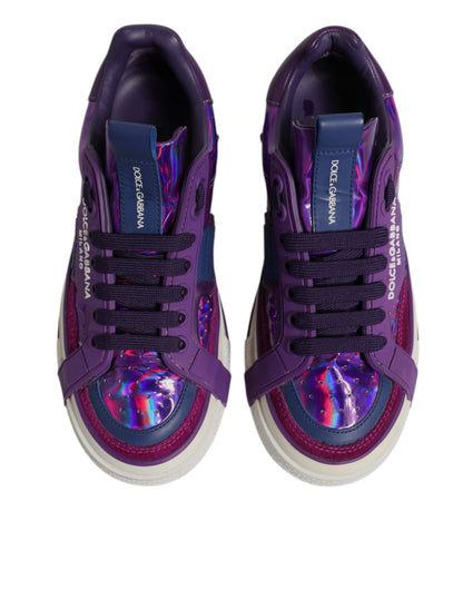 Dolce & Gabbana Purple Leather DG Logo Low Top Sneakers for Women