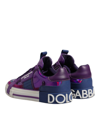 Dolce & Gabbana Purple Leather DG Logo Low Top Sneakers for Women
