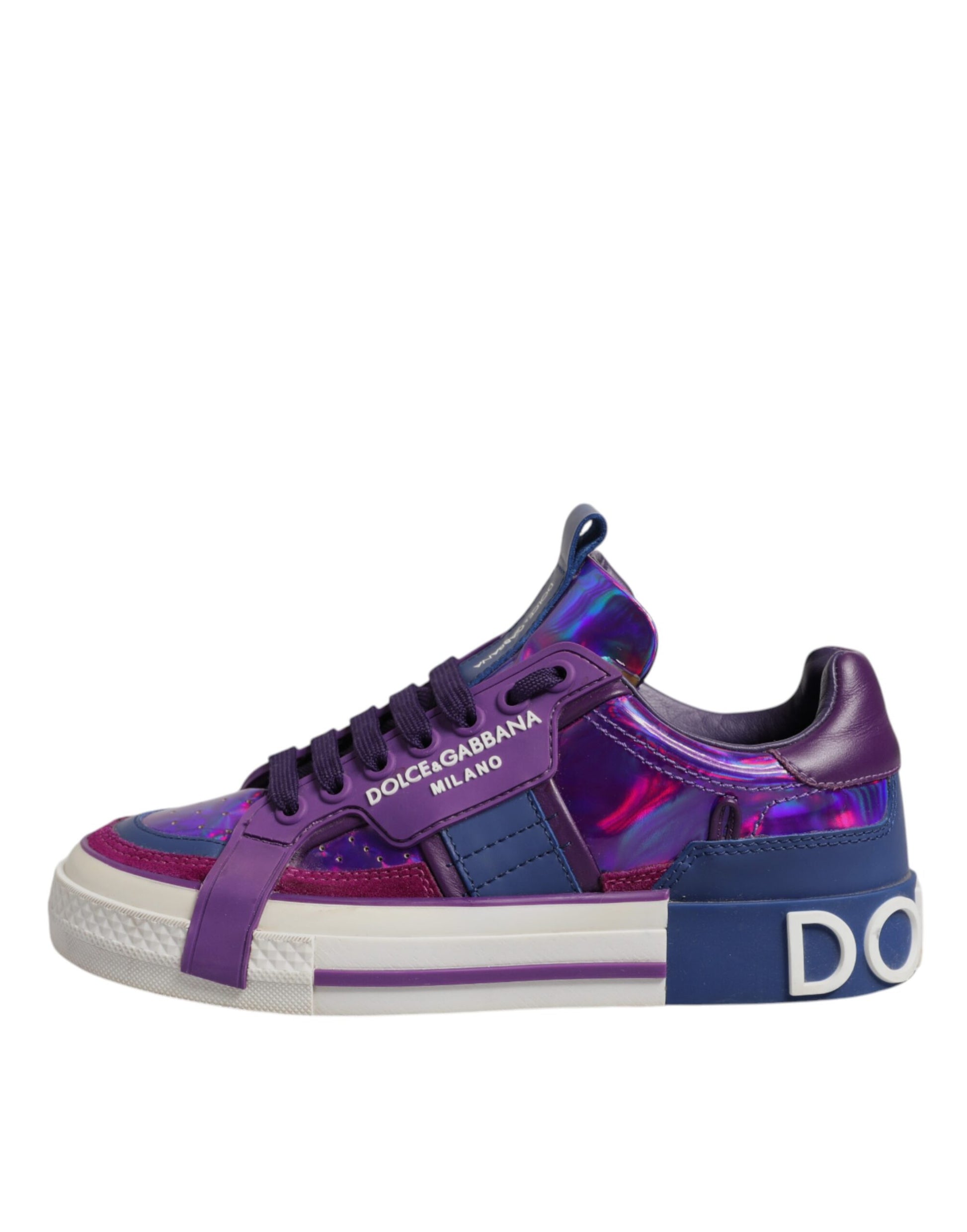 Dolce & Gabbana Purple Leather DG Logo Low Top Sneakers for Women
