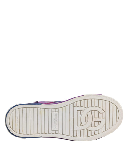 Dolce & Gabbana Purple Leather DG Logo Low Top Sneakers for Women
