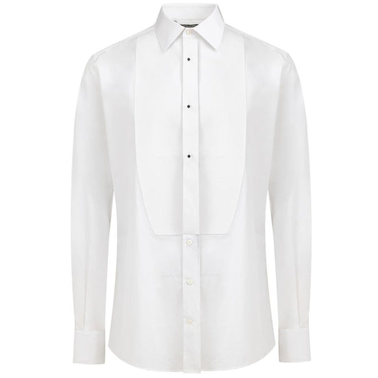 Dolce & Gabbana White Cotton Tuxedo Shirt