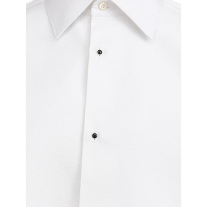 Dolce & Gabbana White Cotton Tuxedo Shirt
